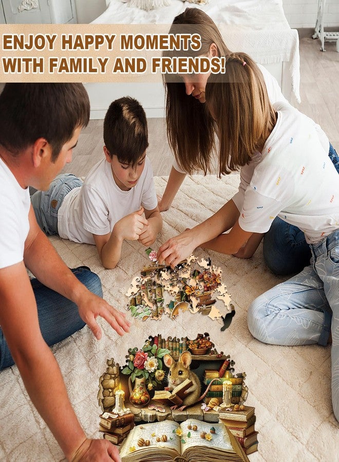 WOODBESTS Wooden Puzzles for Adults, Scholar Mouse Wooden Jigsaw Puzzle for Adults, Unique Animal Shape Wood Puzzles Adult, Xmas & Birthday Gifts for Puzzles Lovers (280 pcs, L, 13.4 * 13.0in) - Image 5